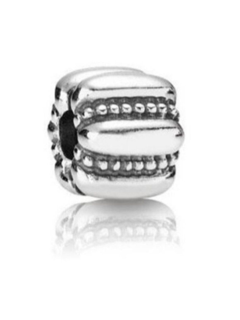 Pandora Dots & Ridges Barrel Clip Charm 790446 Sterling Silver…